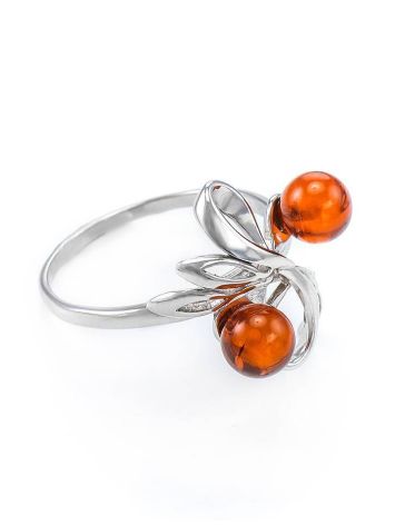 Красивое кольцо из серебра с янтарём «Галатея» 16, Ring Size: 13 / 22, image 