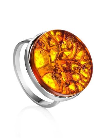 Symbolic The Tree Of Life Ring Made With Amber and Sterling Silver, Ring Size: 6.5 / 17, image 