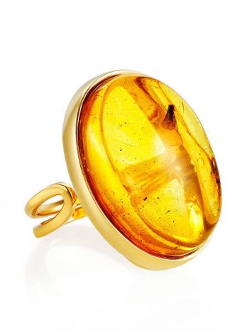 Amber Gold Plated Cocktail Ring With Insects The Clio, Ring Size: Adjustable, image 