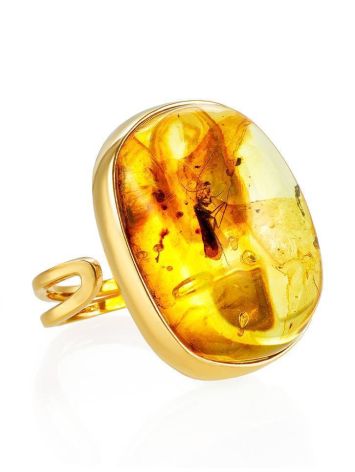 Amber Cocktail Ring With Insect Inclusions The Clio, Ring Size: Adjustable, image 