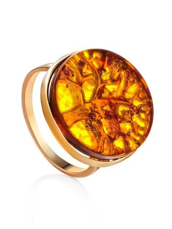 The Tree Of Life Ring Made With Amber and Gold-Plated Silver, Ring Size: 13 / 22, image 
