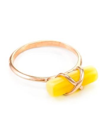 Gold Plated Ring With Honey Amber The Scandinavia, Ring Size: 13 / 22, image 