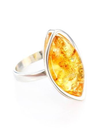 Sterling Silver Ring With Bold Amber Stone The Amaranth, Ring Size: 11 / 20.5, image 