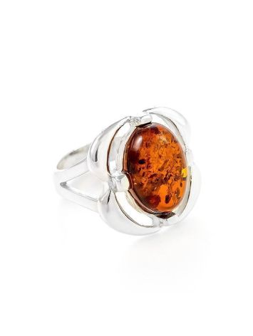 Refined Amber Ring In Sterling Silver The Violet, Ring Size: 6.5 / 17, image 