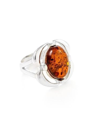 Refined Amber Ring In Sterling Silver The Violet, Ring Size: 11.5 / 21, image 