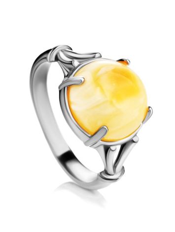 Pretty Honey Amber Ring In Sterling Silver The Shanghai, Ring Size: 11.5 / 21, image 