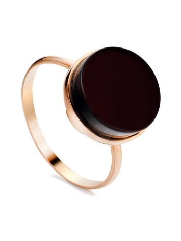 Geometric Gold Plated Amber Ring The Furor, Ring Size: Adjustable, image 