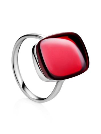 Red Amber Ring in Sterling Silver The Sangria, Ring Size: 6.5 / 17, image 