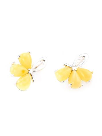 Charming Silver Earrings With Honey Amber The Flora, image , picture 3