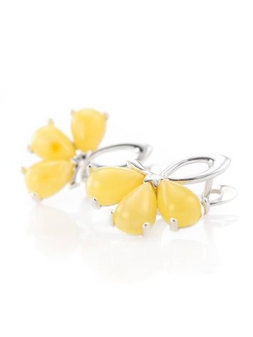 Charming Silver Earrings With Honey Amber The Flora, image , picture 2