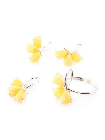 Charming Silver Earrings With Honey Amber The Flora, image , picture 5