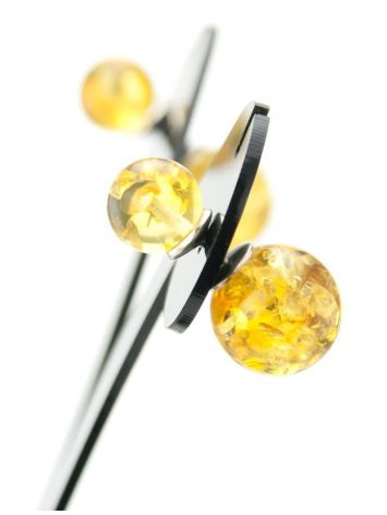 Lemon Amber Stud Earrings In Sterling Silver The Paris, image , picture 3