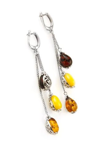 Multicolor Amber Dangle Earrings In Sterling Silver The Casablanca, image , picture 4