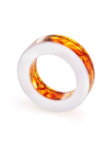 Amber Band Ring With Nacre The Magma, Ring Size: 9 / 19, image , picture 3
