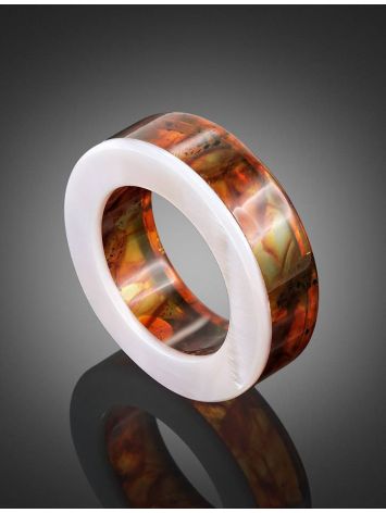 Amber Band Ring With Nacre The Magma, Ring Size: 9 / 19, image , picture 2