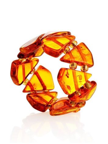 Cognac Amber Elastic Ring, Ring Size: Adjustable, image , picture 3
