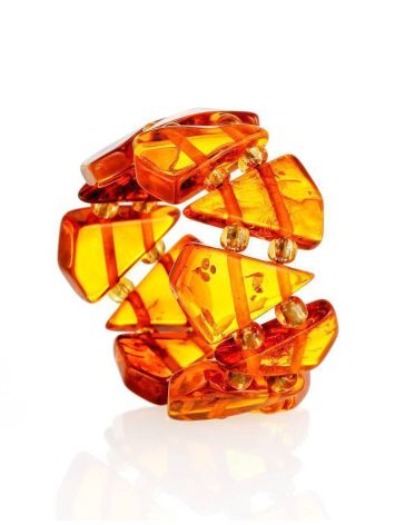 Cognac Amber Elastic Ring, Ring Size: Adjustable, image , picture 4
