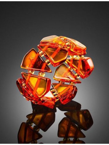 Cognac Amber Elastic Ring, Ring Size: Adjustable, image , picture 2