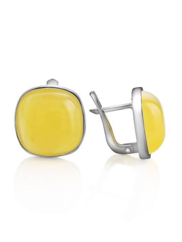 Square Amber Silver Earrings The Copenhagen, image , picture 3