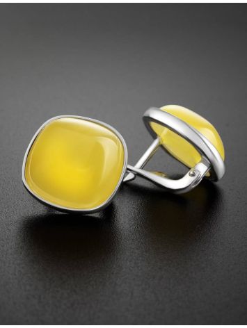 Square Amber Silver Earrings The Copenhagen, image , picture 2