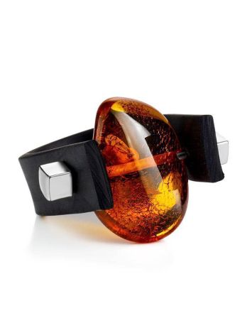 Designer Unisex Ring With Natural Amber The Grunge, Ring Size: / 23, image , picture 3
