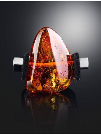 One Size Unisex Ring With Bold Amber Centerpiece The Grunge, Ring Size: / 23, image , picture 2