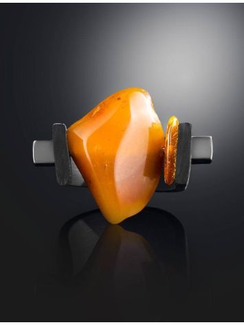 Bold Unisex Rubber Ring With Amber The Grunge, Ring Size: 13 / 22, image , picture 2