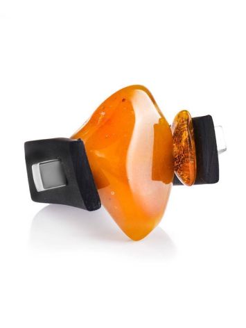 Bold Unisex Rubber Ring With Amber The Grunge, Ring Size: 13 / 22, image , picture 3