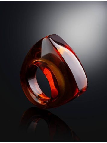 High Polished Amber Ring, Ring Size: 7 / 17.5, image , picture 2