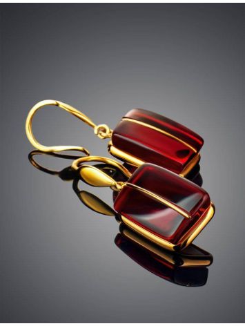 Golden Fish Hook Earrings With Bold Cherry Amber The Sangria, image , picture 2