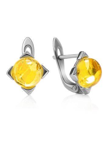 Geometric Amber Silver Earrings The Rondo, image , picture 4