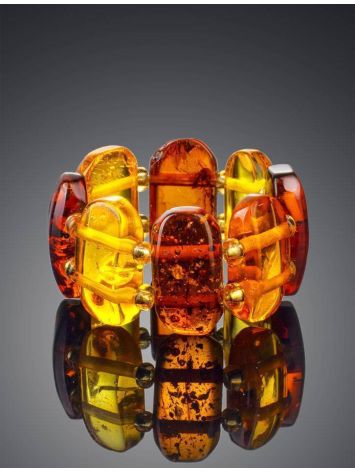 Two-Toned Amber Elastic Ring, Ring Size: Adjustable, image , picture 2