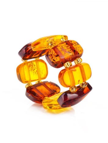 Two-Toned Amber Elastic Ring, Ring Size: Adjustable, image , picture 3