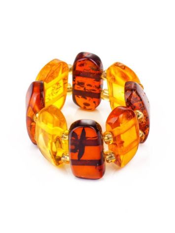 Two-Toned Amber Elastic Ring, Ring Size: Adjustable, image , picture 4