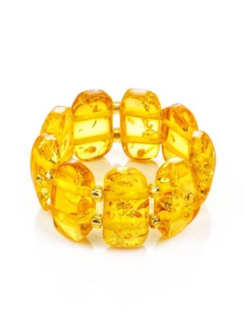 Lemon Amber Elastic Ring, Ring Size: Adjustable, image , picture 3