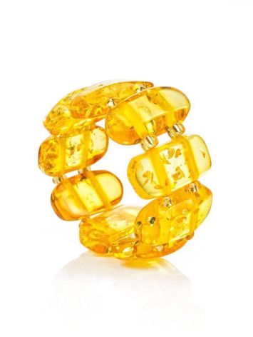 Lemon Amber Elastic Ring, Ring Size: Adjustable, image , picture 4