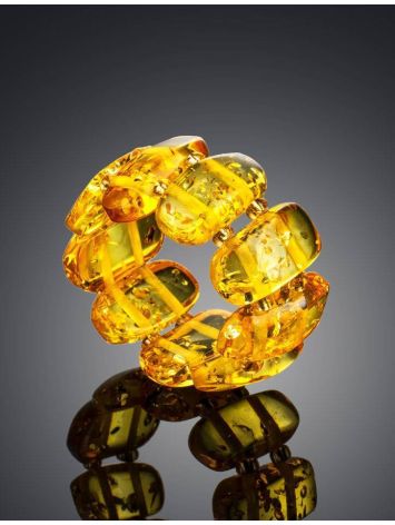 Lemon Amber Elastic Ring, Ring Size: Adjustable, image , picture 2