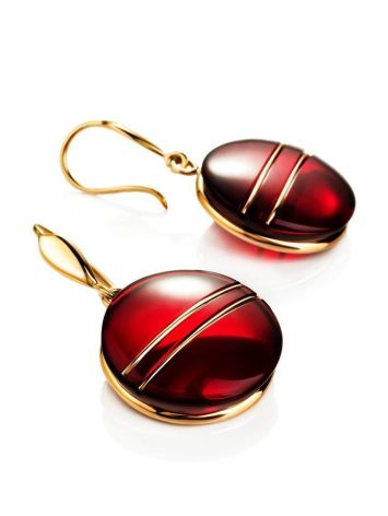 Bold Red Amber Earrings In Gold The Sangria, image , picture 4