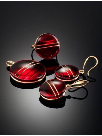 Bold Red Amber Earrings In Gold The Sangria, image , picture 6