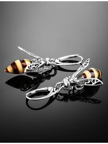 Designer Earrings With Amber Bees, image , picture 2
