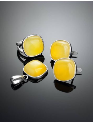 Square Amber Silver Earrings The Copenhagen, image , picture 4
