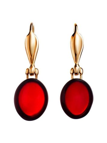 Red Amber Fish Hook Earrings In Gold The Sangria, image , picture 4