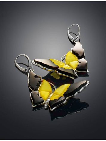 Amber Butterfly Dangles In Sterling Silver The April, image , picture 2