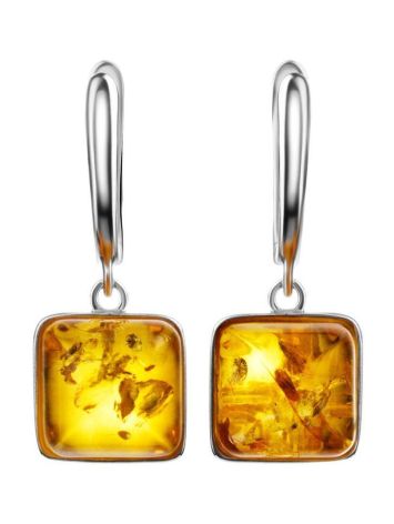 Silver Dangle Earrings With Cognac Amber The Ovation, image , picture 4