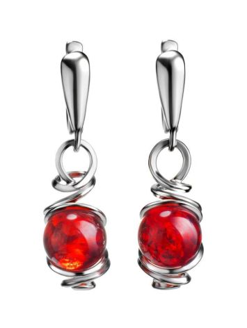 Classy Baltic Amber Earrings In Sterling Silver The Flamenco, image 