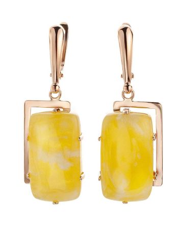 Geometric Cloudy Amber Golden Dangles The Picasso, image 