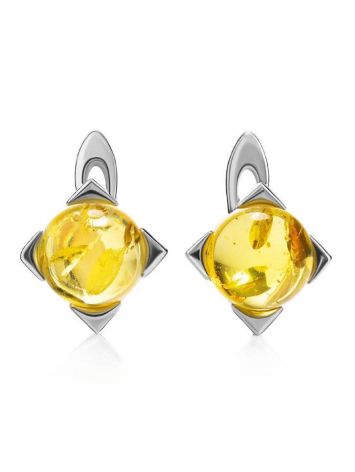 Geometric Amber Silver Earrings The Rondo, image 