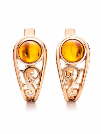 Cognac Amber Golden Earrings The Scheherazade, image 