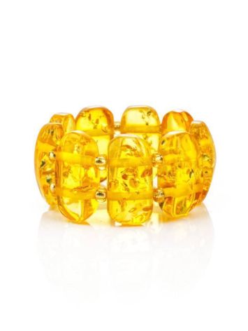 Lemon Amber Elastic Ring, Ring Size: Adjustable, image 