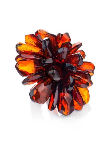 Amber Adjustable Floral Ring The Chrysanthemum, Ring Size: Adjustable, image 